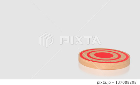 Wooden Target Board with Red Bullseye Concept 3d render. 137088208