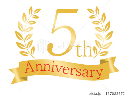 輝く月桂樹の5周年アイコン 輝く月桂樹の5周年アイコン 137088272