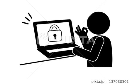 パソコンをロックする人のピクトグラム 137088501