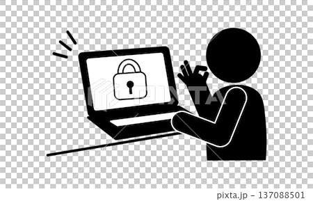 パソコンをロックする人のピクトグラム 137088501