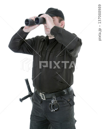 Border guard with binocular Border guard with binocular 137088989