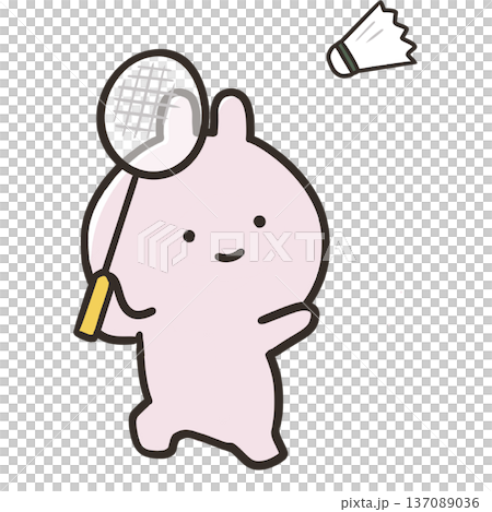 Rabbit playing badminton Rabbit playing badminton 137089036