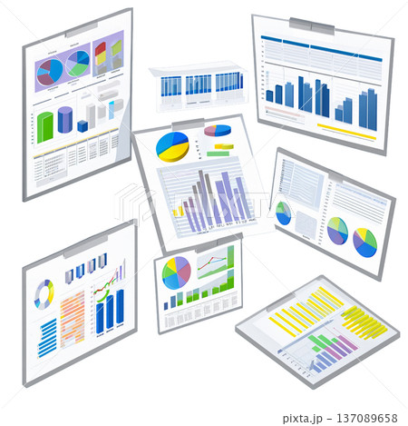 複数の分析ダッシュボードとビジネスレポート資料 137089658