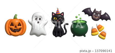 ハロウィンのふわふわアイコンセット 137090141