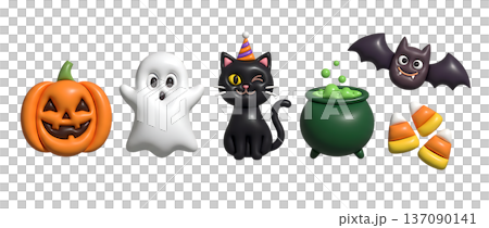 ハロウィンのふわふわアイコンセット 137090141