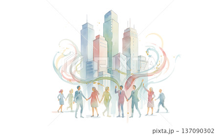未来を描く都会のビジネス風景 137090302