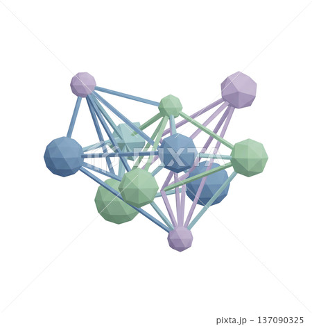 低ポリゴンで表現された機械学習ネットワークの未来型三次元アイコン 137090325
