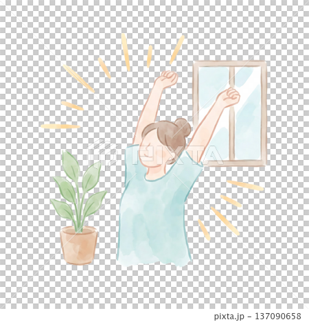 晨光中伸展身體的習慣圖標 晨光中伸展身體的習慣圖標 137090658