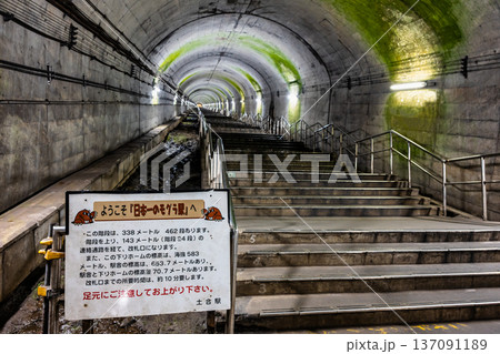 上越線 土合駅　下り線地下ホームの階段 137091189