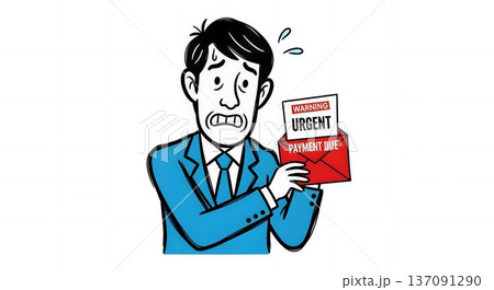 至急の督促状が届き未払いの支払いに慌てるビジネスマン 137091290