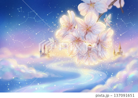 青空と白い桜2・メルヘン 青空と白い桜2・メルヘン 137091651