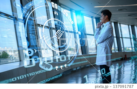 研究者が窓辺で思案 137091787