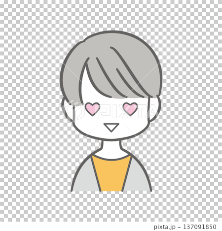 圖:一位短髮女子麵帶微笑,雙眼充滿愛心。 圖:一位短髮女子麵帶微笑,雙眼充滿愛心。 137091850