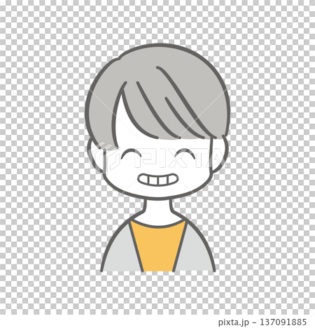 いたずらっぽく笑うショートヘアの女性のイラスト 137091885