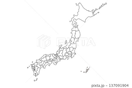 日本地図のアウトラインイラスト素材 日本地図のアウトラインイラスト素材 137091904
