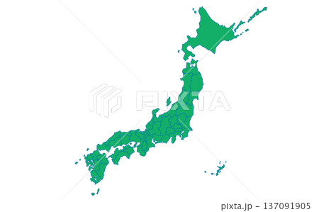 緑の日本地図のアウトラインイラスト素材 137091905