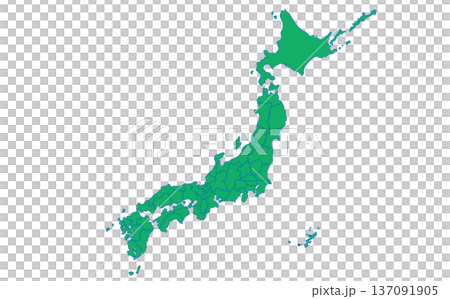 緑の日本地図のアウトラインイラスト素材 137091905