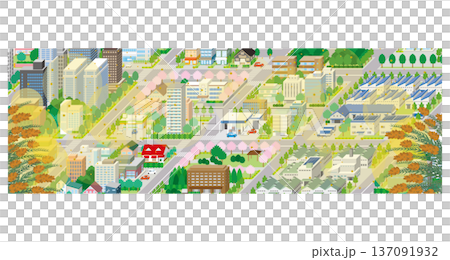 Pollen-filled cityscape. Isometric cityscape. Pollen-filled cityscape. Isometric cityscape. 137091932