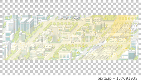 A hazy cityscape covered in yellow sand. Isometric cityscape. A hazy cityscape covered in yellow sand. Isometric cityscape. 137091935