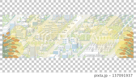 Pollen-filled cityscape. Isometric cityscape. Pollen-filled cityscape. Isometric cityscape. 137091937