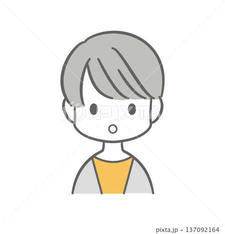 驚いているショートヘアの女性のイラスト 137092164