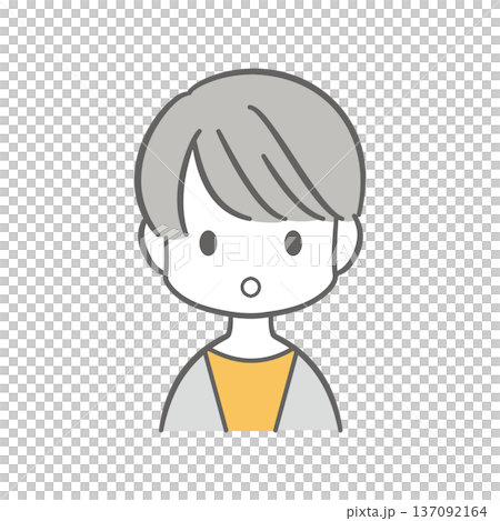 一位短髮女子驚訝的插圖 一位短髮女子驚訝的插圖 137092164