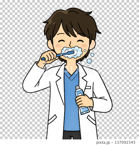 一位老師正在刷牙 一位老師正在刷牙 137092345