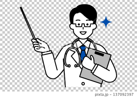 Male doctor explaining with a pointer 137092397