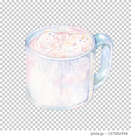Hot milk in a glass watercolor 137092456