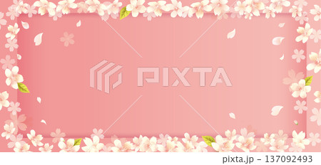 桜の花びらが舞うベクターイラスト背景 137092493