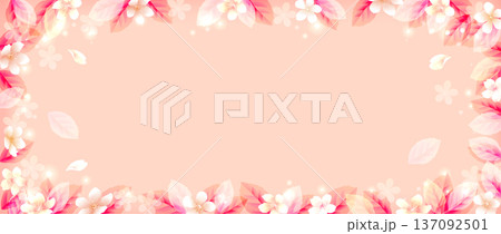 春の花が舞う水彩風ベクターフレームイラスト背景 137092501