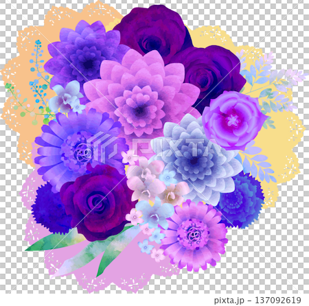 パープル系の花のブーケ・オレンジレース 137092619