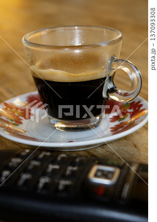 espresso coffee and telephone 137093308