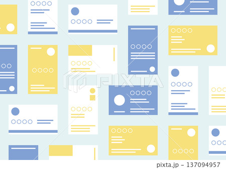 青と黄色の名刺がきれいに並んでいるイラスト 137094957