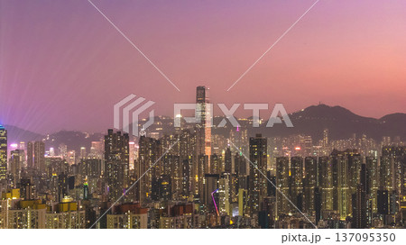Yau Tsim Mong Towers Shine Across Densely Packed Skyline Feb 13 2026 137095350