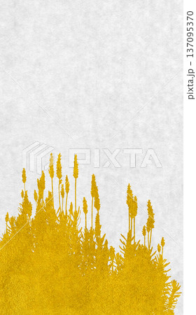 花咲くラベンダーを金箔で描いた、和風のシルエットアート	 137095370