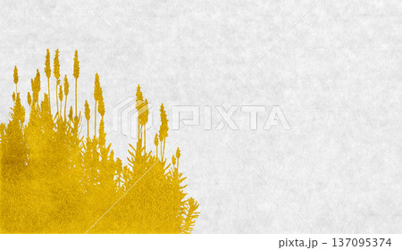 花咲くラベンダーを金箔で描いた、和風のシルエットアート 花咲くラベンダーを金箔で描いた、和風のシルエットアート 137095374