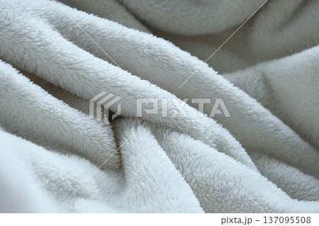 white soft fluffy blanket textile 137095508