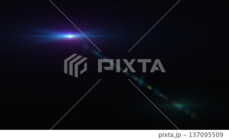 Lens flare effect on black background featuring horizontal light streaks Lens flare effect on black background featuring horizontal light streaks 137095509
