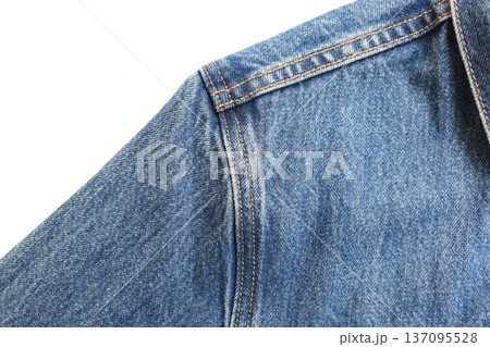 blue denim shirt texture isolated on white background, jean fashion style 137095528