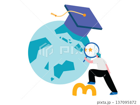 留学籍を検討する男性のイラスト 137095872