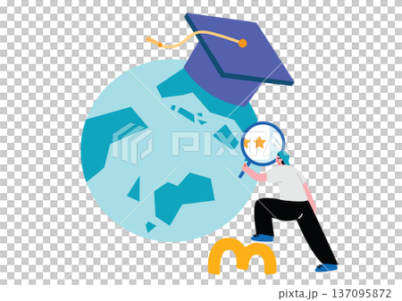 留学籍を検討する男性のイラスト 137095872