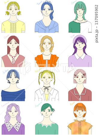 12星座モチーフの女の子　セット 137095902