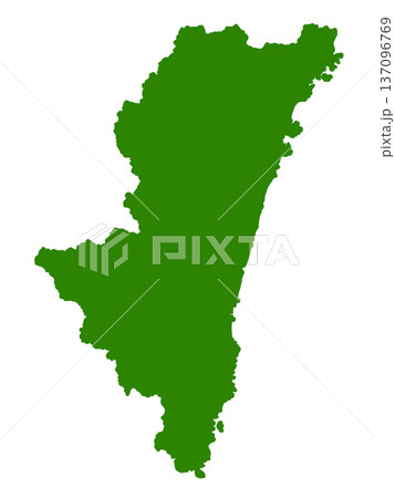 宮崎県の地図（グリーン） 137096769