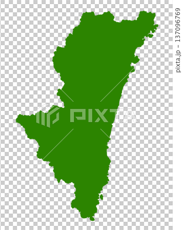 宮崎県の地図（グリーン） 137096769