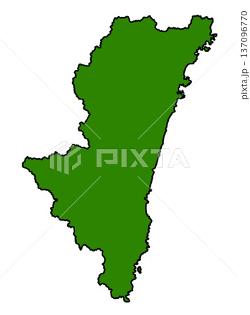 宮崎県の地図(縁取りグリーン) 宮崎県の地図(縁取りグリーン) 137096770