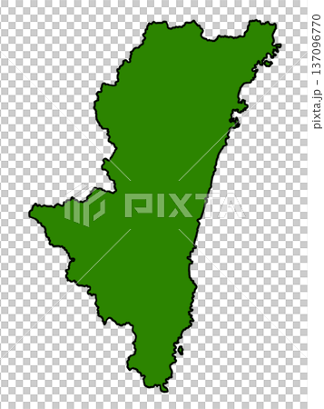 宮崎県の地図(縁取りグリーン) 宮崎県の地図(縁取りグリーン) 137096770