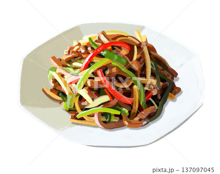 青椒肉絲(チンジャオロース)八角皿 青椒肉絲(チンジャオロース)八角皿 137097045