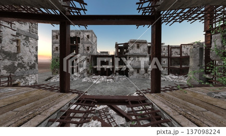 荒廃した街の風景  137098224