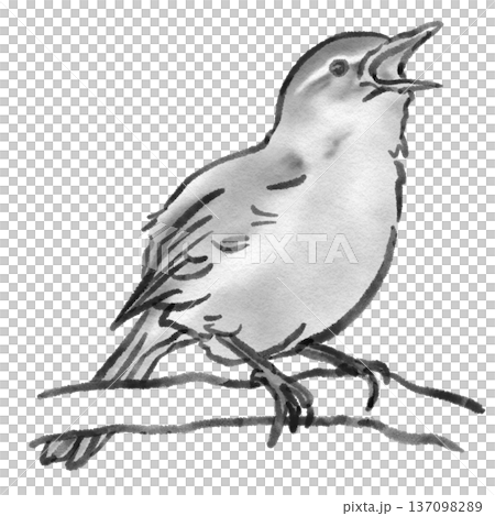 鳴囀鶯（水墨畫風格） 137098289